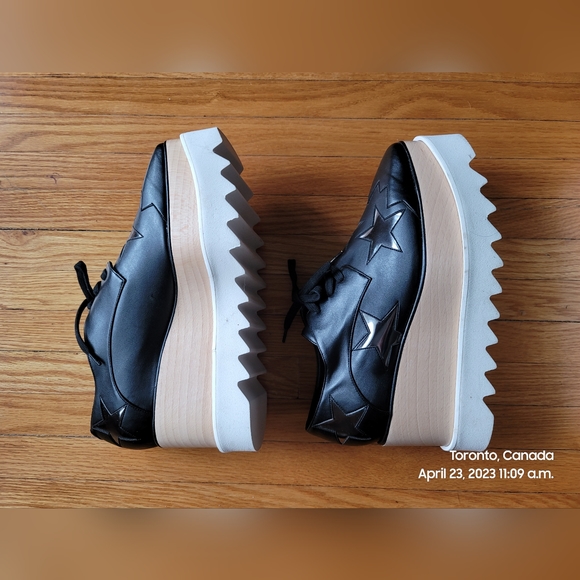 Stella McCartney Elyse stars platform leather cut-out square toe lace up shoes - Picture 2 of 7